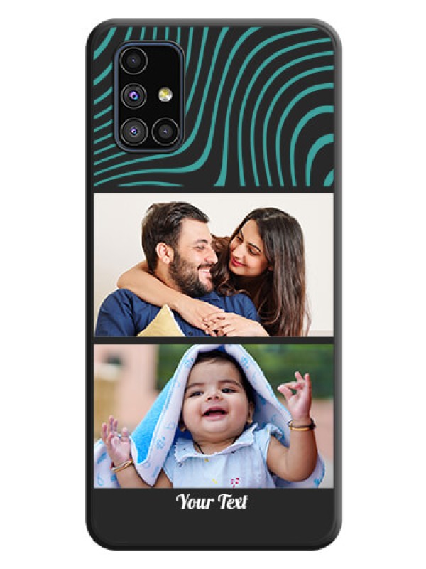 Custom Wave Pattern with 2 Image Holder on Space Black Personalized Soft Matte Phone Covers - Galaxy M51