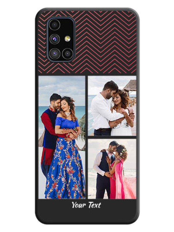 Custom Wave Pattern with 3 Image Holder on Space Black Custom Soft Matte Back Cover - Galaxy M51