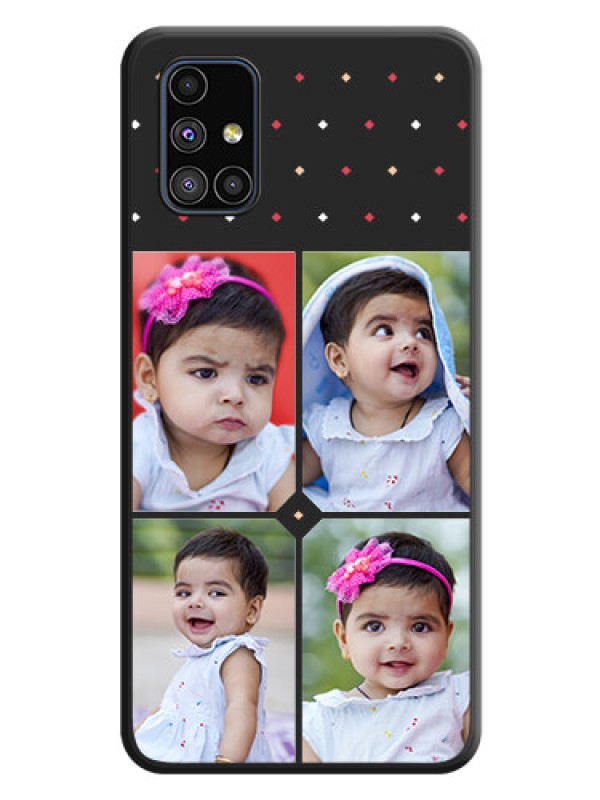 Custom Multicolor Dotted Pattern with 4 Image Holder on Space Black Custom Soft Matte Phone Cases - Galaxy M51