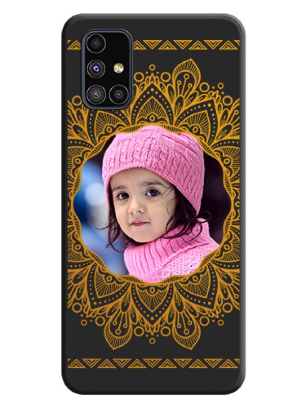 Custom Round Image with Floral Design on Photo on Space Black Soft Matte Mobile Cover - Galaxy M51