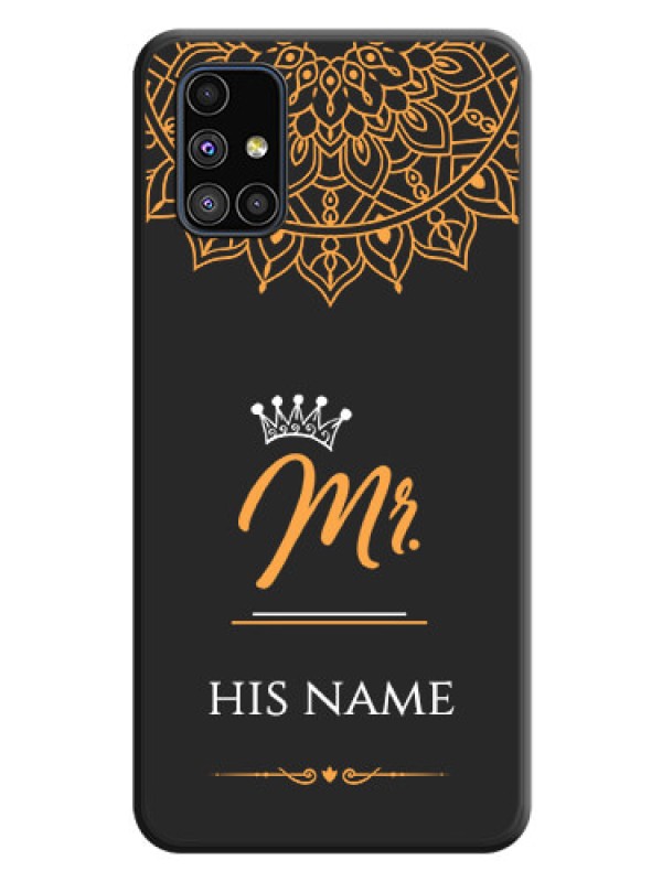 Custom Mr Name with Floral Design  on Personalised Space Black Soft Matte Cases - Galaxy M51