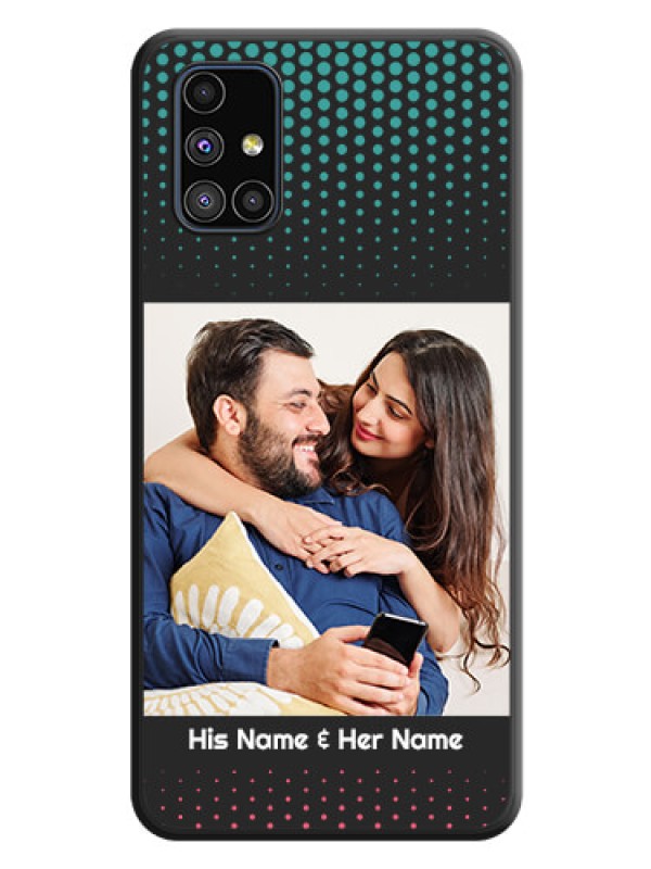 Custom Faded Dots with Grunge Photo Frame and Text on Space Black Custom Soft Matte Phone Cases - Galaxy M51
