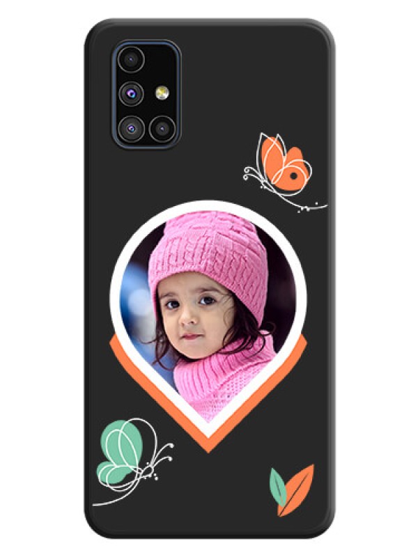 Custom Upload Pic With Simple Butterly Design On Space Black Personalized Soft Matte Phone Covers -Samsung Galaxy M51