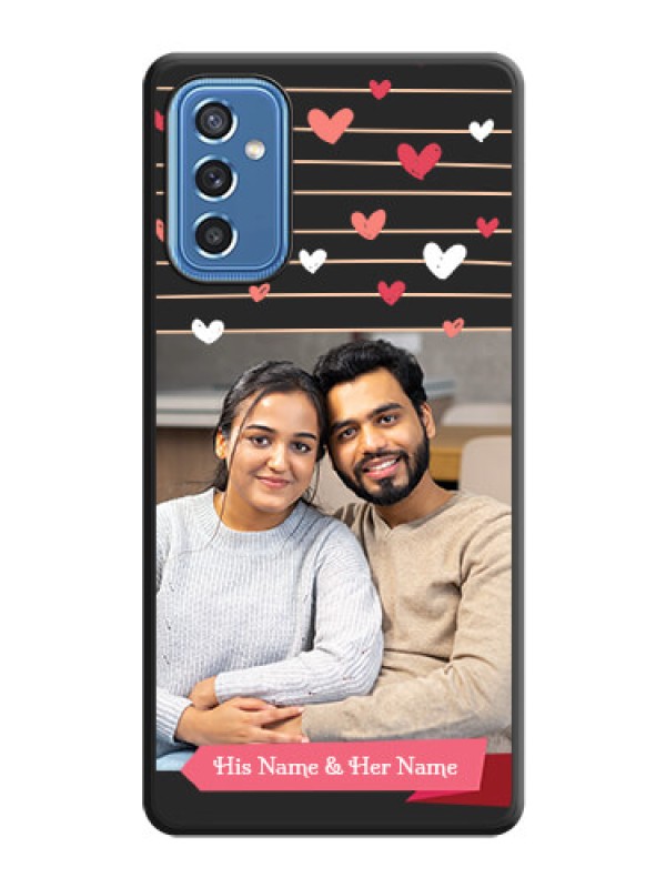 Custom Love Pattern with Name on Pink Ribbon  on Photo on Space Black Soft Matte Back Cover - Samsung Galaxy M52 5G
