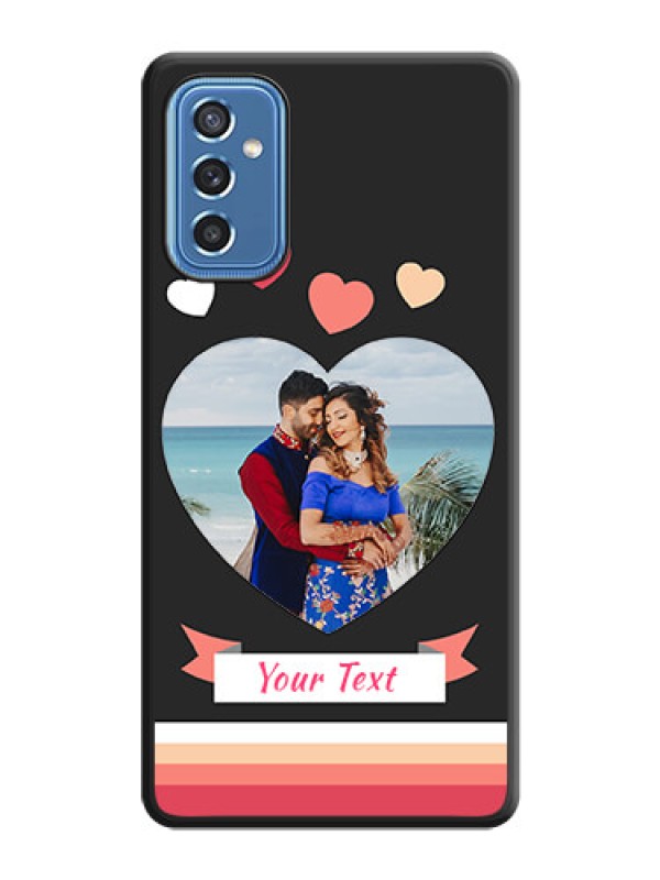 Custom Love Shaped Photo with Colorful Stripes on Personalised Space Black Soft Matte Cases - Samsung Galaxy M52 5G