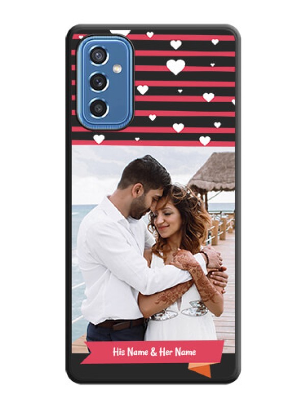 Custom White Color Love Symbols with Pink Lines Pattern on Space Black Custom Soft Matte Phone Cases - Samsung Galaxy M52 5G