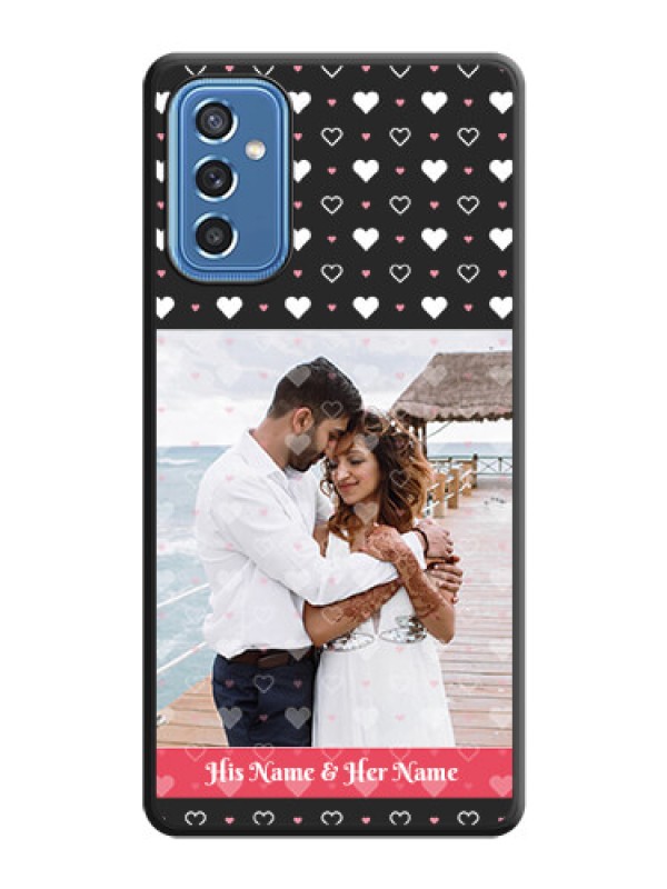 Custom White Color Love Symbols with Text Design on Photo on Space Black Soft Matte Phone Cover - Samsung Galaxy M52 5G