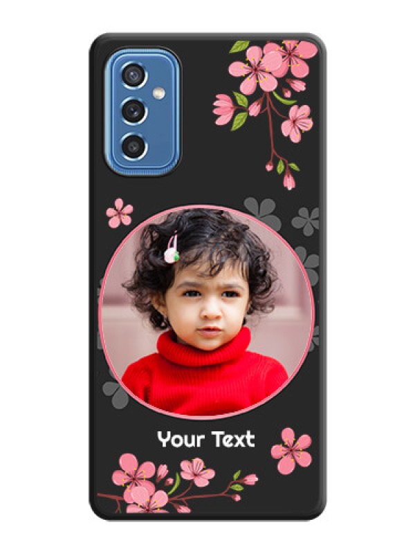 Custom Round Image with Pink Color Floral Design on Photo on Space Black Soft Matte Back Cover - Samsung Galaxy M52 5G