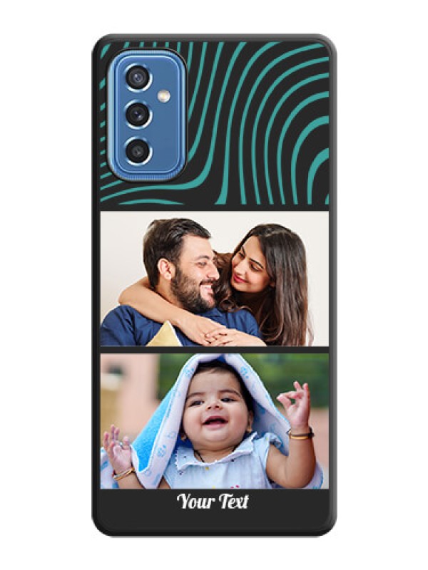 Custom Wave Pattern with 2 Image Holder on Space Black Personalized Soft Matte Phone Covers - Samsung Galaxy M52 5G