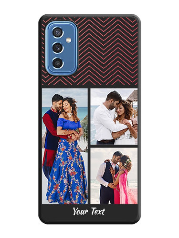 Custom Wave Pattern with 3 Image Holder on Space Black Custom Soft Matte Back Cover - Samsung Galaxy M52 5G