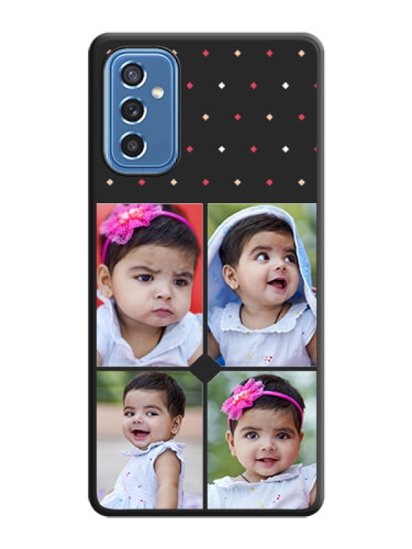 Custom Multicolor Dotted Pattern with 4 Image Holder on Space Black Custom Soft Matte Phone Cases - Samsung Galaxy M52 5G
