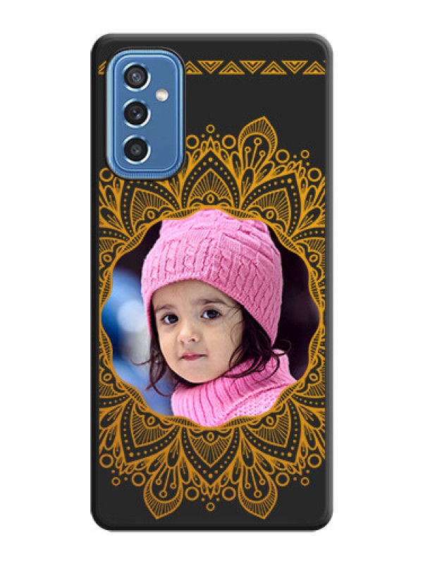Custom Round Image with Floral Design on Photo on Space Black Soft Matte Mobile Cover - Samsung Galaxy M52 5G