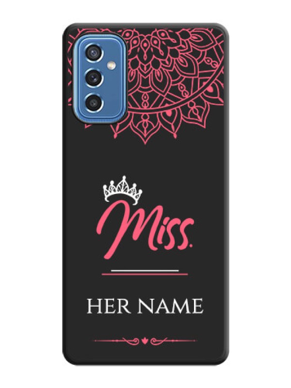 Custom Mrs Name with Floral Design on Space Black Personalized Soft Matte Phone Covers - Samsung Galaxy M52 5G