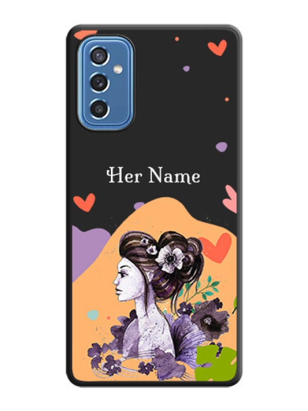 Custom Namecase For Her With Fancy Lady Image On Space Black Personalized Soft Matte Phone Covers -Samsung Galaxy M52 5G