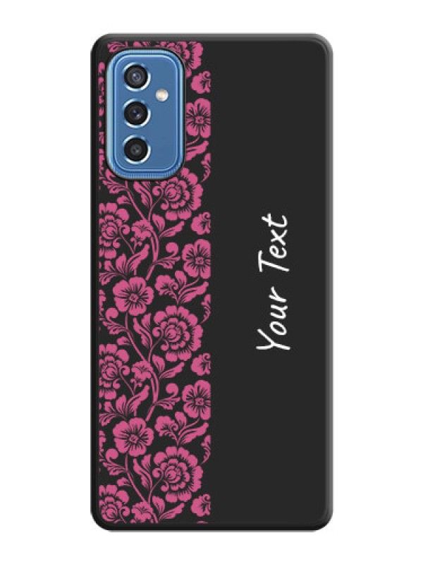 Custom Pink Floral Pattern Design With Custom Text On Space Black Personalized Soft Matte Phone Covers -Samsung Galaxy M52 5G