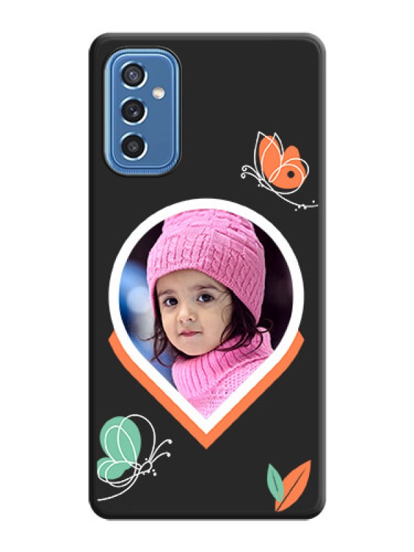Custom Upload Pic With Simple Butterly Design On Space Black Personalized Soft Matte Phone Covers -Samsung Galaxy M52 5G