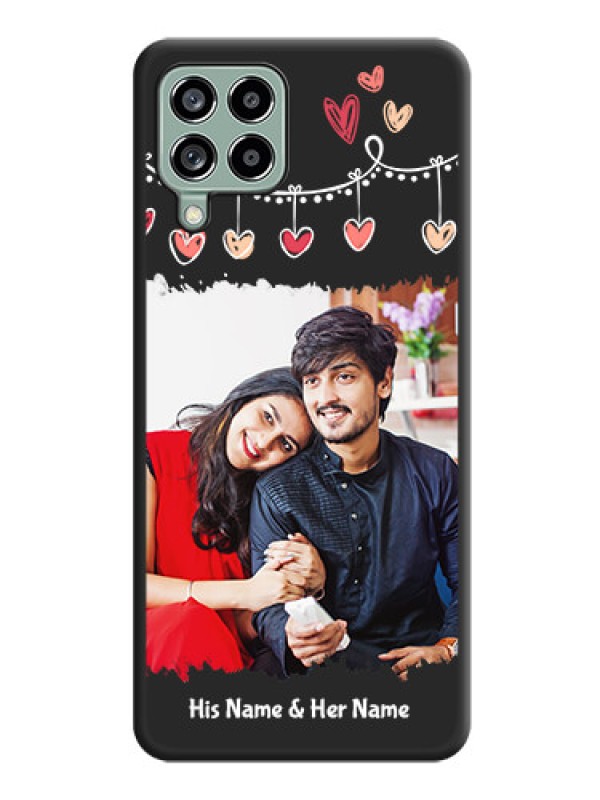 Custom Pink Love Hangings with Name on Space Black Custom Soft Matte Phone Cases - Galaxy M53 5G