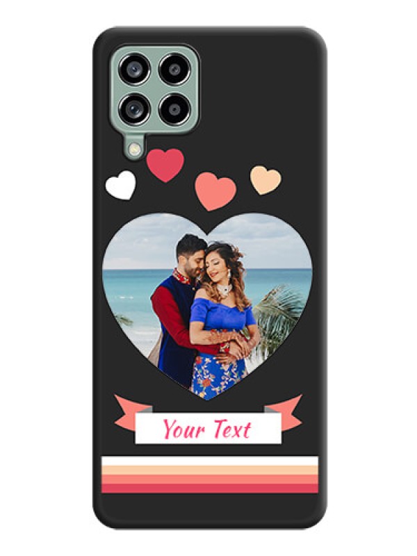 Custom Love Shaped Photo with Colorful Stripes on Personalised Space Black Soft Matte Cases - Galaxy M53 5G