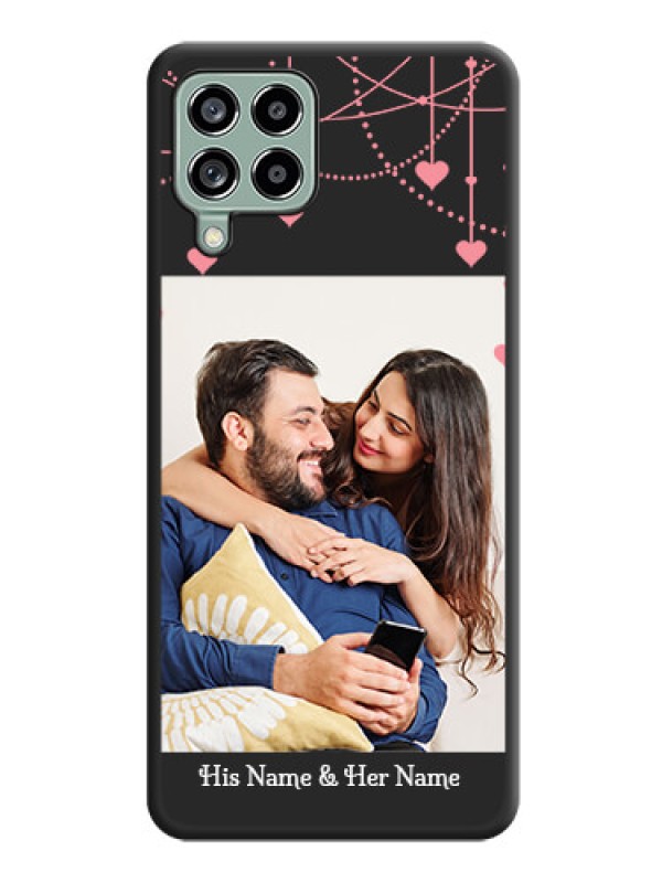 Custom Pink Love Hangings with Text on Space Black Custom Soft Matte Back Cover - Galaxy M53 5G