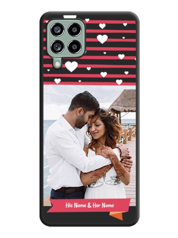 Custom White Color Love Symbols with Pink Lines Pattern on Space Black Custom Soft Matte Phone Cases - Galaxy M53 5G