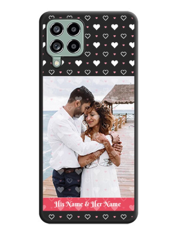 Custom White Color Love Symbols with Text Design on Photo on Space Black Soft Matte Phone Cover - Galaxy M53 5G