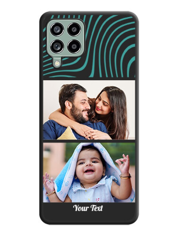 Custom Wave Pattern with 2 Image Holder on Space Black Personalized Soft Matte Phone Covers - Galaxy M53 5G