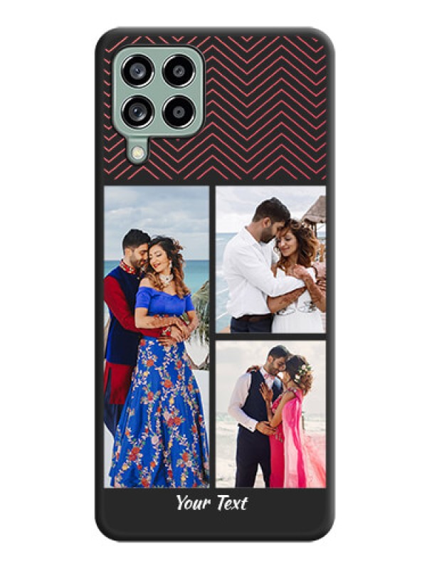 Custom Wave Pattern with 3 Image Holder on Space Black Custom Soft Matte Back Cover - Galaxy M53 5G