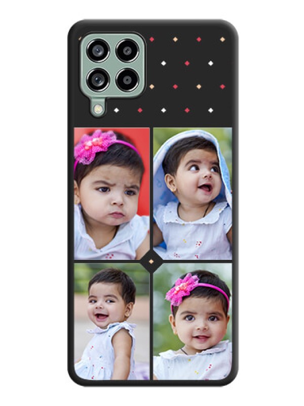 Custom Multicolor Dotted Pattern with 4 Image Holder on Space Black Custom Soft Matte Phone Cases - Galaxy M53 5G