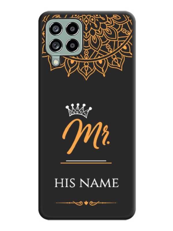 Custom Mr Name with Floral Design  on Personalised Space Black Soft Matte Cases - Galaxy M53 5G