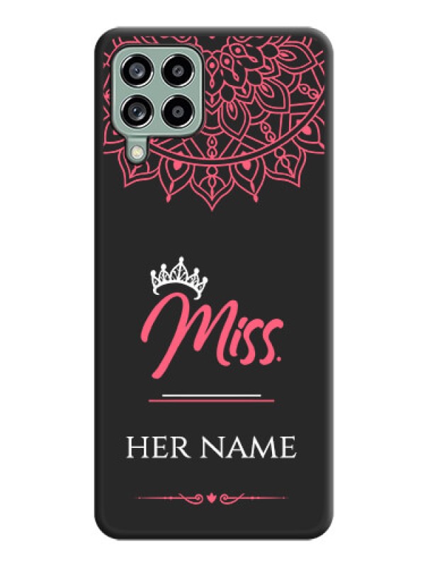 Custom Mrs Name with Floral Design on Space Black Personalized Soft Matte Phone Covers - Galaxy M53 5G