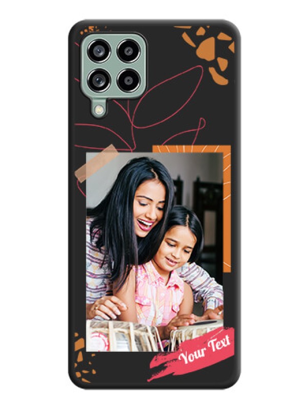Custom Orange Photo Frame on Space Black Custom Soft Matte Phone Back Cover - Galaxy M53 5G