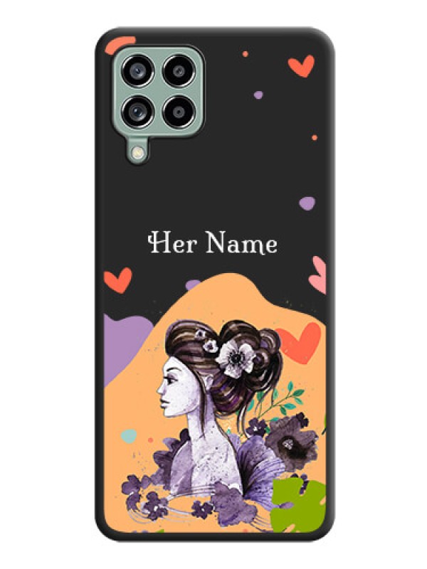 Custom Namecase For Her With Fancy Lady Image On Space Black Personalized Soft Matte Phone Covers -Samsung Galaxy M53 5G