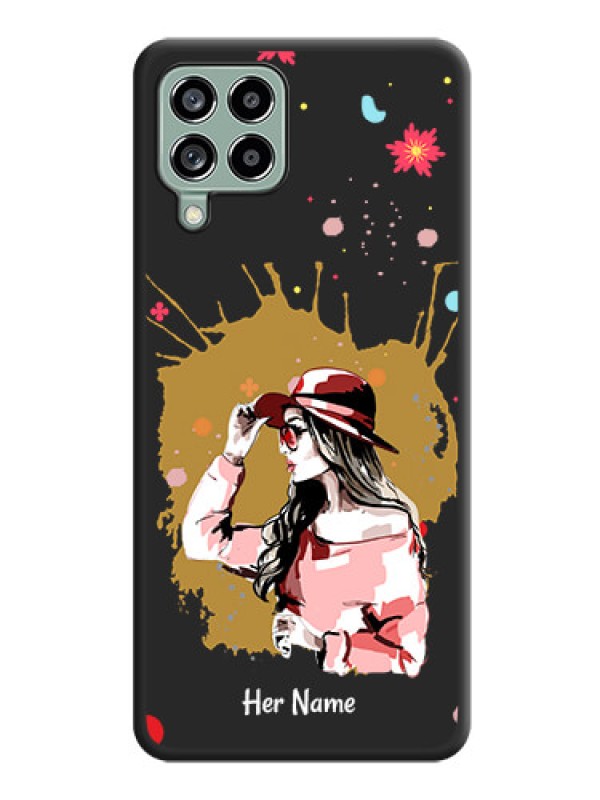 Custom Mordern Lady With Color Splash Background With Custom Text On Space Black Personalized Soft Matte Phone Covers -Samsung Galaxy M53 5G