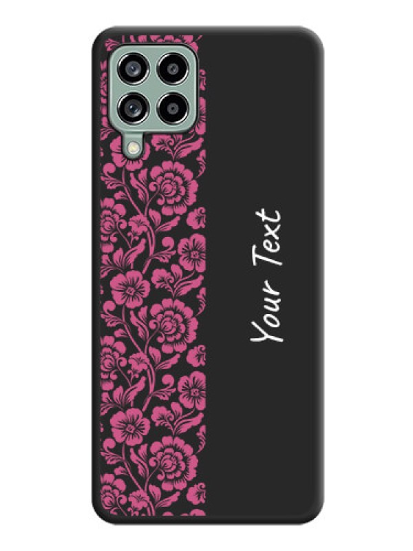 Custom Pink Floral Pattern Design With Custom Text On Space Black Personalized Soft Matte Phone Covers -Samsung Galaxy M53 5G