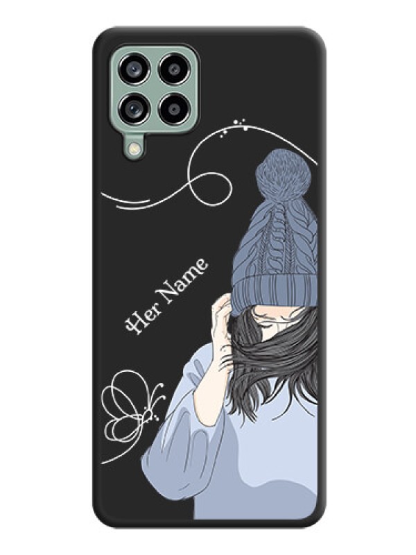 Custom Girl With Blue Winter Outfiit Custom Text Design On Space Black Personalized Soft Matte Phone Covers -Samsung Galaxy M53 5G