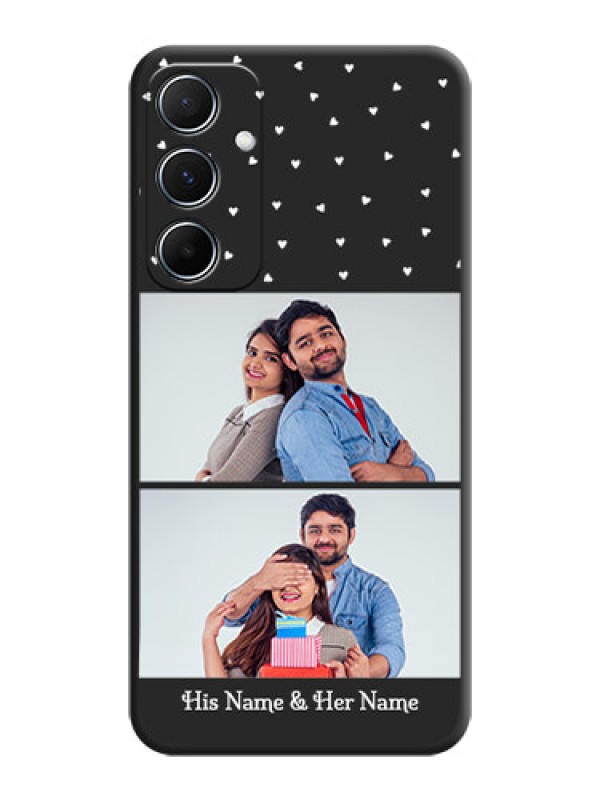 Custom Miniature Love Symbols with Name On Space Black Custom Soft Matte Mobile Back Cover - Galaxy M55 5G