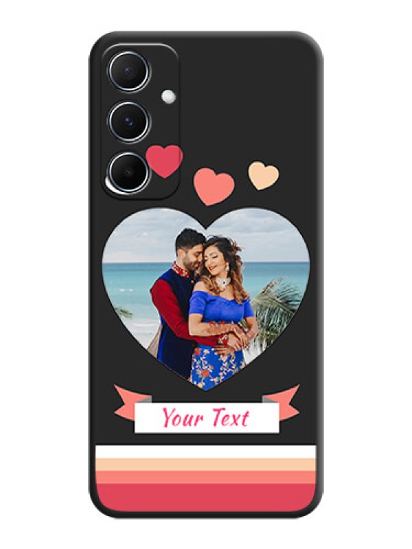 Custom Love Shaped Photo with Colorful Stripes On Space Black Custom Soft Matte Mobile Back Cover - Galaxy M55 5G