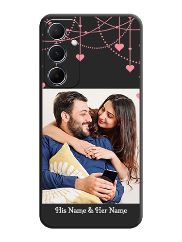 Custom Pink Love Hangings with Text On Space Black Custom Soft Matte Mobile Back Cover - Galaxy M55 5G