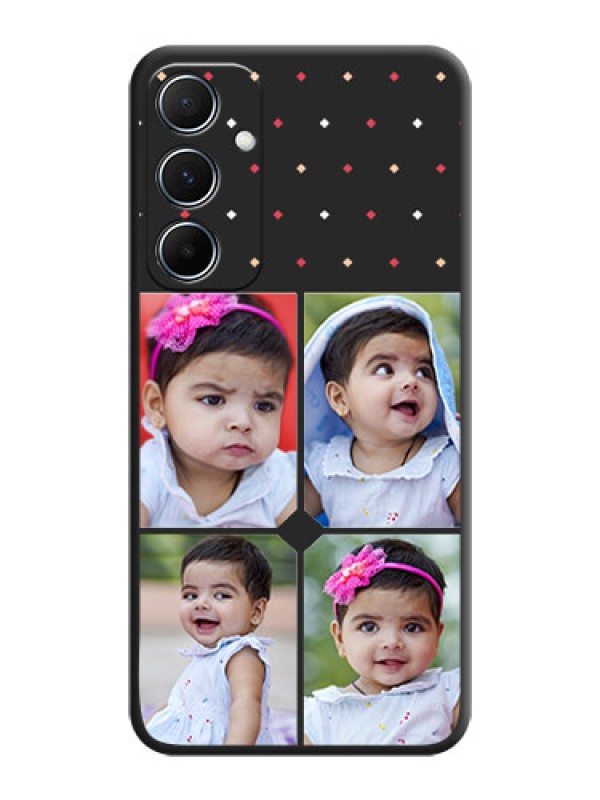 Custom Multicolor Dotted Pattern with 4 Image Holder On Space Black Custom Soft Matte Mobile Back Cover - Galaxy M55 5G