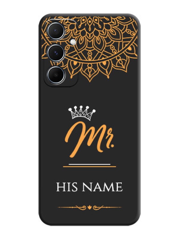 Custom Mr Name with Floral Design On Space Black Custom Soft Matte Mobile Back Cover - Galaxy M55 5G