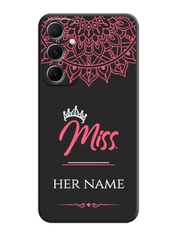 Custom Mrs Name with Floral Design On Space Black Custom Soft Matte Mobile Back Cover - Galaxy M55 5G