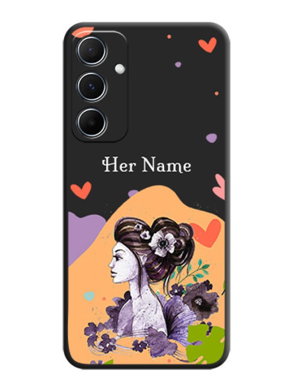 Custom Namecase For Her With Fancy Lady Image On Space Black Custom Soft Matte Mobile Back Cover - Galaxy M55 5G