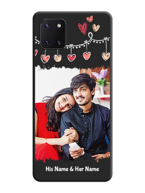 Custom Pink Love Hangings with Name on Space Black Custom Soft Matte Phone Cases - Galaxy Note 10 Lite