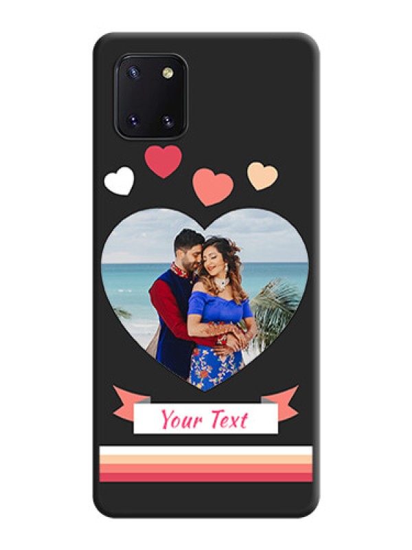 Custom Love Shaped Photo with Colorful Stripes on Personalised Space Black Soft Matte Cases - Galaxy Note 10 Lite