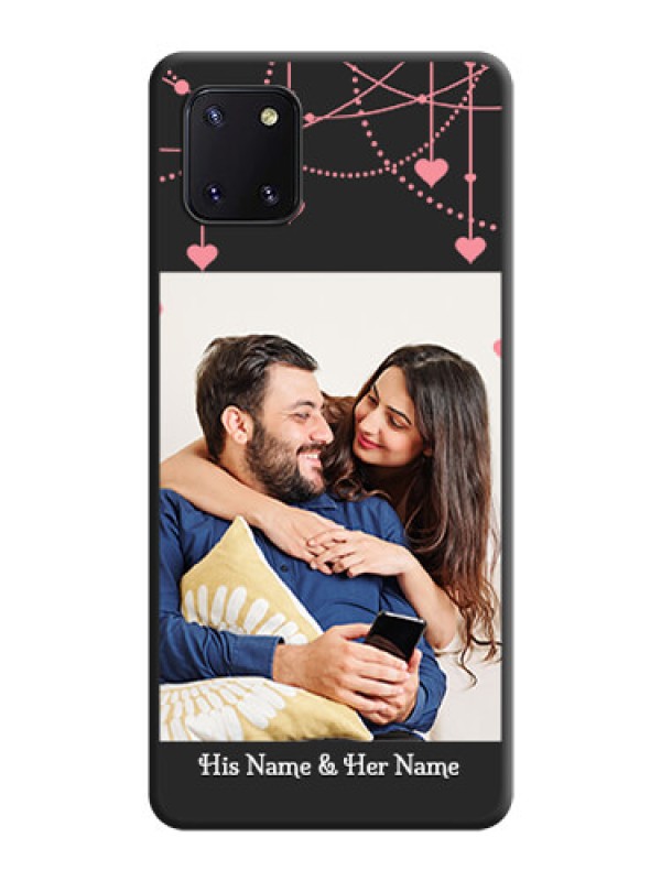 Custom Pink Love Hangings with Text on Space Black Custom Soft Matte Back Cover - Galaxy Note 10 Lite