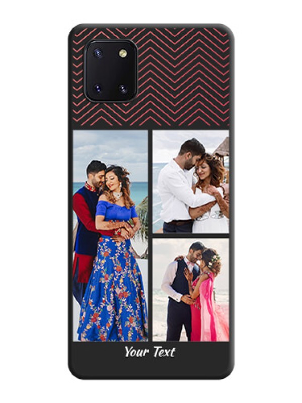 Custom Wave Pattern with 3 Image Holder on Space Black Custom Soft Matte Back Cover - Galaxy Note 10 Lite