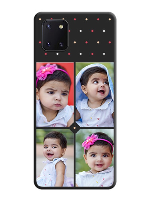 Custom Multicolor Dotted Pattern with 4 Image Holder on Space Black Custom Soft Matte Phone Cases - Galaxy Note 10 Lite