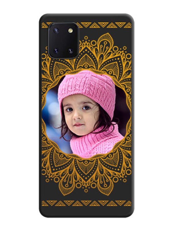 Custom Round Image with Floral Design on Photo on Space Black Soft Matte Mobile Cover - Galaxy Note 10 Lite