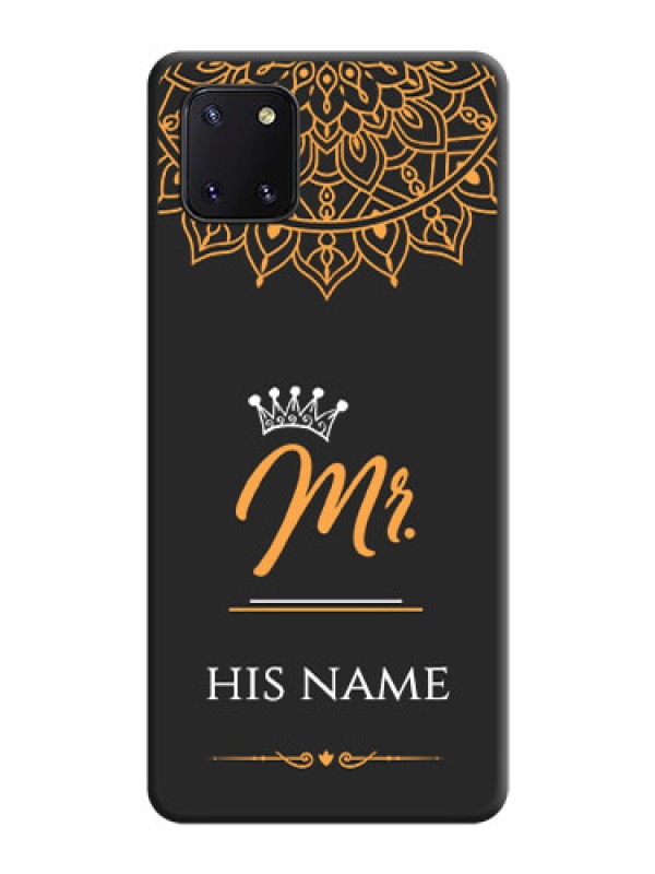 Custom Mr Name with Floral Design  on Personalised Space Black Soft Matte Cases - Galaxy Note 10 Lite