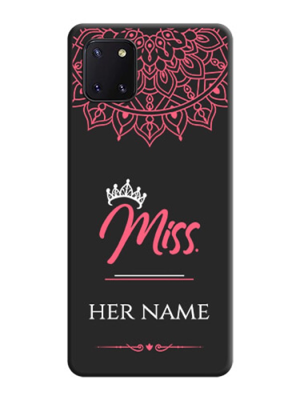 Custom Mrs Name with Floral Design on Space Black Personalized Soft Matte Phone Covers - Galaxy Note 10 Lite